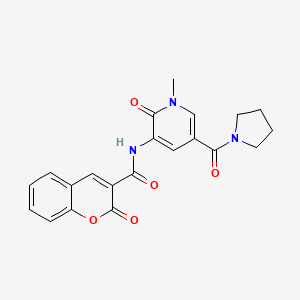N-(1-methyl-2-oxo-5-(pyrrolidine-1-carbonyl)-1,2-dihydropyridin-3-yl)-2-oxo-2H-chromene-3-carboxamide