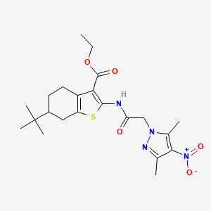 Ethyl 6-tert-butyl-2-[[2-(3,5-dimethyl-4-nitropyrazol-1-yl)acetyl]amino]-4,5,6,7-tetrahydro-1-benzothiophene-3-carboxylate