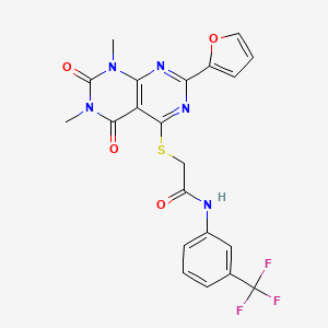 2-((2-(furan-2-yl)-6,8-dimethyl-5,7-dioxo-5,6,7,8-tetrahydropyrimido[4,5-d]pyrimidin-4-yl)thio)-N-(3-(trifluoromethyl)phenyl)acetamide