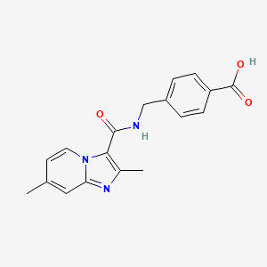 molecular formula C18H17N3O3 B2662802 4-[({2,7-Dimethylimidazo[1,2-a]pyridin-3-yl}formamido)methyl]benzoic acid CAS No. 1181266-00-1