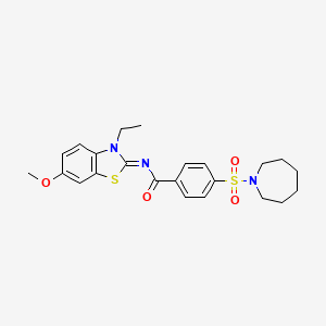 molecular formula C23H27N3O4S2 B2662807 (Z)-4-(azepan-1-ylsulfonyl)-N-(3-ethyl-6-methoxybenzo[d]thiazol-2(3H)-ylidene)benzamide CAS No. 850909-69-2