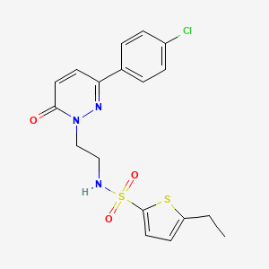 molecular formula C18H18ClN3O3S2 B2662808 N-(2-(3-(4-chlorophenyl)-6-oxopyridazin-1(6H)-yl)ethyl)-5-ethylthiophene-2-sulfonamide CAS No. 921513-57-7