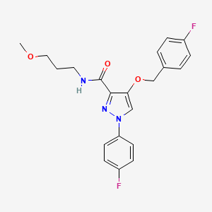 molecular formula C21H21F2N3O3 B2662810 4-((4-氟苄基)氧基)-1-(4-氟苯基)-N-(3-甲氧基丙基)-1H-吡唑-3-甲酰胺 CAS No. 1172727-29-5
