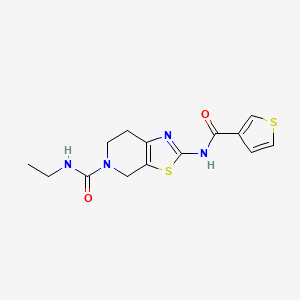 molecular formula C14H16N4O2S2 B2662812 N-ethyl-2-(thiophene-3-carboxamido)-6,7-dihydrothiazolo[5,4-c]pyridine-5(4H)-carboxamide CAS No. 1428347-85-6