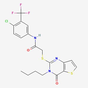 molecular formula C19H17ClF3N3O2S2 B2662818 2-({3-butyl-4-oxo-3H,4H-thieno[3,2-d]pyrimidin-2-yl}sulfanyl)-N-[4-chloro-3-(trifluoromethyl)phenyl]acetamide CAS No. 1252844-40-8