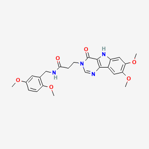 molecular formula C24H26N4O6 B2662819 3-(7,8-二甲氧-4-氧代-4,5-二氢-3H-嘧啶并[5,4-b]吲哚-3-基)-N-(2,5-二甲氧苯基)丙酰胺 CAS No. 1185134-60-4