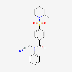 molecular formula C21H23N3O3S B2662822 N-(cyanomethyl)-4-(2-methylpiperidin-1-yl)sulfonyl-N-phenylbenzamide CAS No. 1241467-20-8