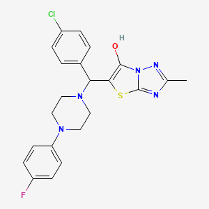 molecular formula C22H21ClFN5OS B2662828 5-((4-Chlorophenyl)(4-(4-fluorophenyl)piperazin-1-yl)methyl)-2-methylthiazolo[3,2-b][1,2,4]triazol-6-ol CAS No. 369367-07-7