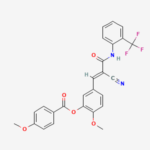 molecular formula C26H19F3N2O5 B2662830 [5-[(E)-2-cyano-3-oxo-3-[2-(trifluoromethyl)anilino]prop-1-enyl]-2-methoxyphenyl] 4-methoxybenzoate CAS No. 380474-95-3