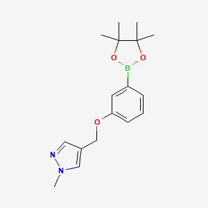 molecular formula C17H23BN2O3 B2662843 1-Methyl-4-{[3-(tetramethyl-1,3,2-dioxaborolan-2-yl)phenoxy]methyl}-1H-pyrazole CAS No. 2406307-82-0