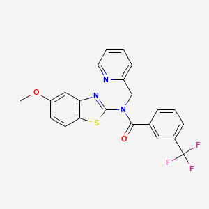molecular formula C22H16F3N3O2S B2662845 N-(5-methoxybenzo[d]thiazol-2-yl)-N-(pyridin-2-ylmethyl)-3-(trifluoromethyl)benzamide CAS No. 942002-91-7