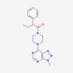 molecular formula C19H23N7O B2662847 1-(4-(3-methyl-3H-[1,2,3]triazolo[4,5-d]pyrimidin-7-yl)piperazin-1-yl)-2-phenylbutan-1-one CAS No. 1058232-41-9