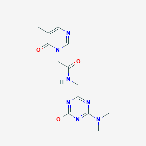 molecular formula C15H21N7O3 B2662850 2-(4,5-dimethyl-6-oxopyrimidin-1(6H)-yl)-N-((4-(dimethylamino)-6-methoxy-1,3,5-triazin-2-yl)methyl)acetamide CAS No. 2034276-92-9