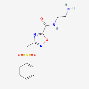 molecular formula C12H14N4O4S B2662861 N-(2-aminoethyl)-3-[(phenylsulfonyl)methyl]-1,2,4-oxadiazole-5-carboxamide CAS No. 924859-10-9