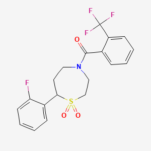 (7-(2-Fluorophenyl)-1,1-dioxido-1,4-thiazepan-4-yl)(2-(trifluoromethyl)phenyl)methanone