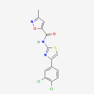 molecular formula C14H9Cl2N3O2S B2662869 N-(4-(3,4-dichlorophenyl)thiazol-2-yl)-3-methylisoxazole-5-carboxamide CAS No. 946318-41-8