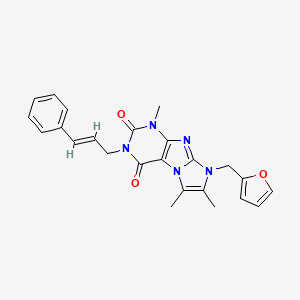 molecular formula C24H23N5O3 B2662872 3-cinnamyl-8-(furan-2-ylmethyl)-1,6,7-trimethyl-1H-imidazo[2,1-f]purine-2,4(3H,8H)-dione CAS No. 896076-99-6