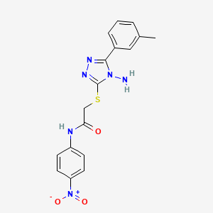 molecular formula C17H16N6O3S B2662881 2-{[4-amino-5-(3-methylphenyl)-4H-1,2,4-triazol-3-yl]sulfanyl}-N-(4-nitrophenyl)acetamide CAS No. 898611-37-5