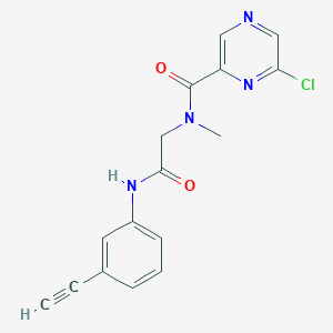 molecular formula C16H13ClN4O2 B2662896 2-[1-(6-chloropyrazin-2-yl)-N-methylformamido]-N-(3-ethynylphenyl)acetamide CAS No. 1798772-88-9