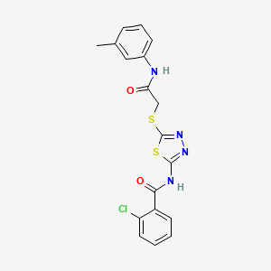 molecular formula C18H15ClN4O2S2 B2662902 2-chloro-N-(5-((2-oxo-2-(m-tolylamino)ethyl)thio)-1,3,4-thiadiazol-2-yl)benzamide CAS No. 392292-11-4