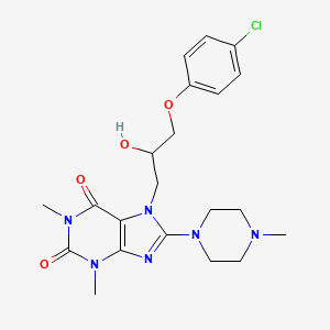 molecular formula C21H27ClN6O4 B2662913 7-(3-(4-氯苯氧基)-2-羟基丙基)-1,3-二甲基-8-(4-甲基哌嗪-1-基)-1H-嘌呤-2,6(3H,7H)-二酮 CAS No. 333305-43-4