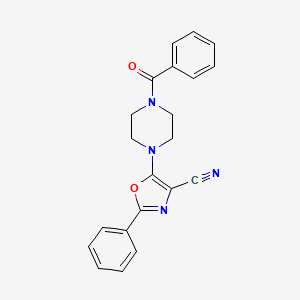 molecular formula C21H18N4O2 B2662921 5-(4-Benzoylpiperazin-1-yl)-2-phenyl-1,3-oxazole-4-carbonitrile CAS No. 915907-57-2