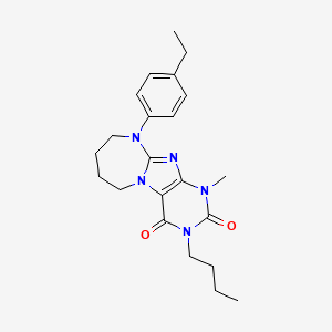 molecular formula C22H29N5O2 B2662925 3-Butyl-10-(4-ethylphenyl)-1-methyl-6,7,8,9-tetrahydropurino[7,8-a][1,3]diazepine-2,4-dione CAS No. 923378-31-8