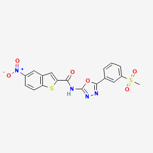 molecular formula C18H12N4O6S2 B2662927 N-(5-(3-(methylsulfonyl)phenyl)-1,3,4-oxadiazol-2-yl)-5-nitrobenzo[b]thiophene-2-carboxamide CAS No. 886929-79-9