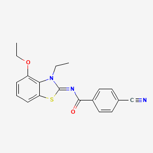 molecular formula C19H17N3O2S B2662928 4-cyano-N-(4-ethoxy-3-ethyl-1,3-benzothiazol-2-ylidene)benzamide CAS No. 864925-45-1