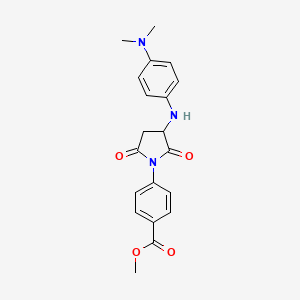 molecular formula C20H21N3O4 B2662939 对甲酯基 4-(3-{[4-(二甲基氨基)苯基]氨基}-2,5-二氧杂环戊酮-1-基)苯甲酸酯 CAS No. 1025395-90-7