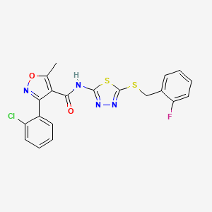 molecular formula C20H14ClFN4O2S2 B2662954 3-(2-氯苯基)-N-(5-((2-氟苯甲基)硫基)-1,3,4-噻二唑-2-基)-5-甲基异噁唑-4-羧酰胺 CAS No. 868974-97-4