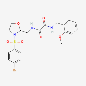 molecular formula C20H22BrN3O6S B2662957 N1-((3-((4-溴苯基)磺酰)噁唑烷-2-基)甲基)-N2-(2-甲氧基苯甲基)草酰胺 CAS No. 868981-09-3