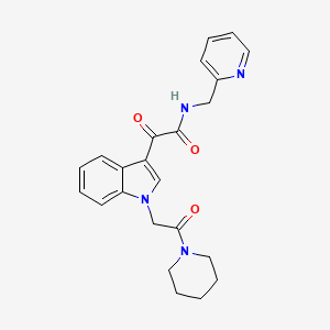 molecular formula C23H24N4O3 B2662969 2-氧代-2-[1-(2-氧代-2-哌啶-1-基乙基)吲哚-3-基]-N-(吡啶-2-基甲基)乙酰胺 CAS No. 872861-33-1