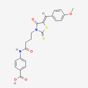 molecular formula C22H20N2O5S2 B2662974 (Z)-4-(4-(5-(4-甲氧基苄亚甲基)-4-氧代-2-硫代噻唑啉-3-基)丁酰胺基)苯甲酸 CAS No. 614736-81-1