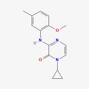 B2662979 1-cyclopropyl-3-((2-methoxy-5-methylphenyl)amino)pyrazin-2(1H)-one CAS No. 2310199-64-3