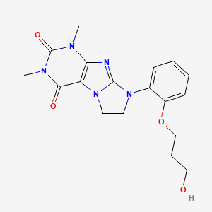 molecular formula C18H21N5O4 B2662990 8-(2-(3-羟基丙氧基)苯基)-1,3-二甲基-7,8-二氢-1H-咪唑并[2,1-f]嘌呤-2,4(3H,6H)-二酮 CAS No. 1185712-56-4