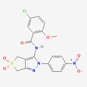 molecular formula C19H15ClN4O6S B2662999 5-chloro-2-methoxy-N-[2-(4-nitrophenyl)-5,5-dioxo-4,6-dihydrothieno[3,4-c]pyrazol-3-yl]benzamide CAS No. 450336-49-9