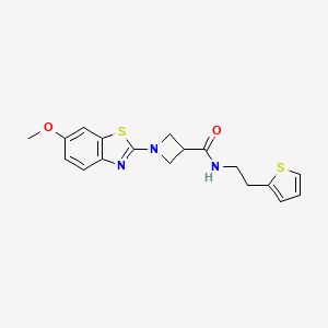 molecular formula C18H19N3O2S2 B2663002 1-(6-methoxybenzo[d]thiazol-2-yl)-N-(2-(thiophen-2-yl)ethyl)azetidine-3-carboxamide CAS No. 1351644-61-5