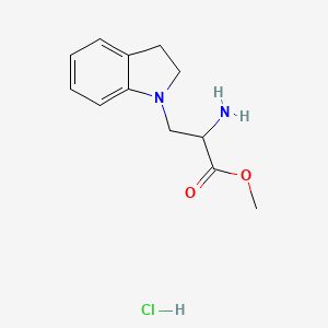 molecular formula C12H17ClN2O2 B2663010 Methyl 2-amino-3-(2,3-dihydroindol-1-yl)propanoate;hydrochloride CAS No. 2416235-92-0