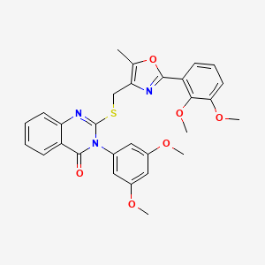 molecular formula C29H27N3O6S B2663014 3-(3,5-二甲氧基苯基)-2-(((2-(2,3-二甲氧基苯基)-5-甲氧基噁唑-4-基)甲基)硫代)喹唑啉-4(3H)-酮 CAS No. 1114878-67-9