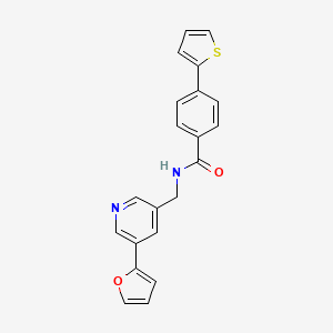 molecular formula C21H16N2O2S B2663016 N-((5-(呋喃-2-基)吡啶-3-基)甲基)-4-(噻吩-2-基)苯甲酰胺 CAS No. 2034385-12-9