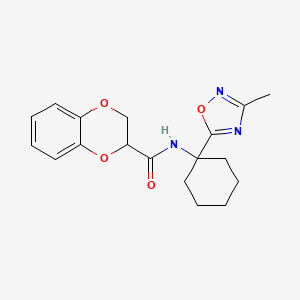 molecular formula C18H21N3O4 B2663017 N-[1-(3-methyl-1,2,4-oxadiazol-5-yl)cyclohexyl]-2,3-dihydro-1,4-benzodioxine-2-carboxamide CAS No. 1326942-45-3