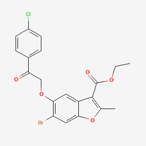 molecular formula C20H16BrClO5 B2663022 Ethyl 6-bromo-5-[2-(4-chlorophenyl)-2-oxoethoxy]-2-methyl-1-benzofuran-3-carboxylate CAS No. 308297-52-1