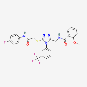 molecular formula C26H21F4N5O3S B2663024 N-[[5-[2-(4-氟苯氨基)-2-氧代乙基]硫代-4-[3-(三氟甲基)苯基]-1,2,4-三唑-3-基]甲基]-2-甲氧基苯甲酰胺 CAS No. 393841-17-3