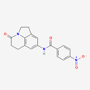 molecular formula C18H15N3O4 B2663046 4-硝基-N-(4-氧代-2,4,5,6-四氢-1H-吡咯[3,2,1-ij]喹啉-8-基)苯甲酰胺 CAS No. 898461-83-1
