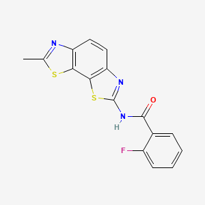 molecular formula C16H10FN3OS2 B2663050 2-fluoro-N-(7-methyl-[1,3]thiazolo[4,5-g][1,3]benzothiazol-2-yl)benzamide CAS No. 330675-73-5
