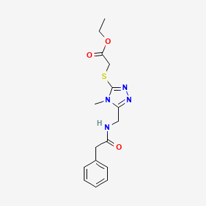 molecular formula C16H20N4O3S B2663063 ethyl [(4-methyl-5-{[(phenylacetyl)amino]methyl}-4H-1,2,4-triazol-3-yl)thio]acetate CAS No. 689746-58-5