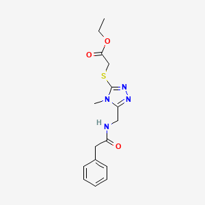 molecular formula C16H20N4O3S B2663063 ethyl 2-({4-methyl-5-[(2-phenylacetamido)methyl]-4H-1,2,4-triazol-3-yl}sulfanyl)acetate CAS No. 689746-58-5