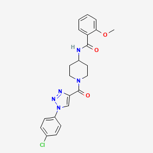 molecular formula C22H22ClN5O3 B2663076 N-(1-(1-(4-氯苯基)-1H-1,2,3-三唑-4-甲酰)哌啶-4-基)-2-甲氧基苯甲酰胺 CAS No. 1251618-24-2