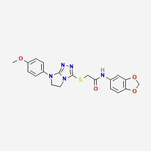 molecular formula C20H19N5O4S B2663078 N-(benzo[d][1,3]dioxol-5-yl)-2-((7-(4-methoxyphenyl)-6,7-dihydro-5H-imidazo[2,1-c][1,2,4]triazol-3-yl)thio)acetamide CAS No. 921515-47-1